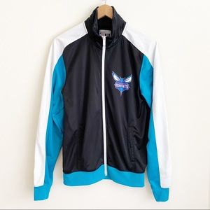 NBA Charlotte Hornets Full Zip Logo Track Jacket Black Purple Teal M